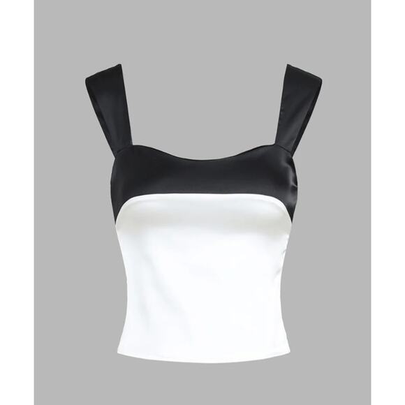 Two Tone Satin Tied Zippered Top | Size 4 | Commense - Picture 2 of 5